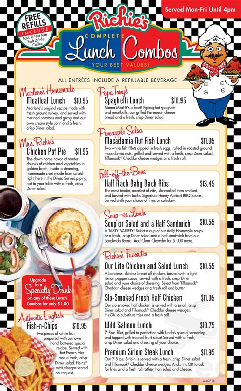 Richie's Real American Diner menu in Murrieta, California, USA