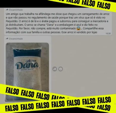 É falso que arroz Dana contaminado vírus letal chegou ao Brasil