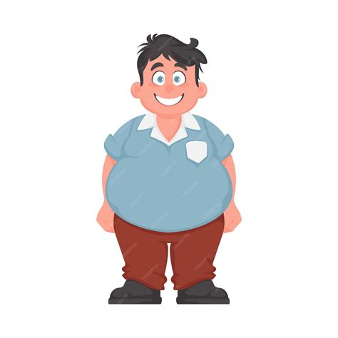 Premium Vector Fat Man Posing And Smiling Overweight Guy Is Cute Body