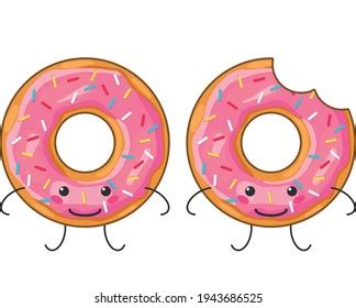 Cartoon Colorful Tasty Donut Whole Bitten Stock Vector Royalty Free