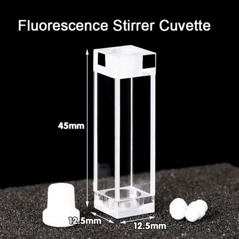 Fluorescence Stirrer Cuvette Fused Quartz 3 5mL Lightpath 10mm PTFE