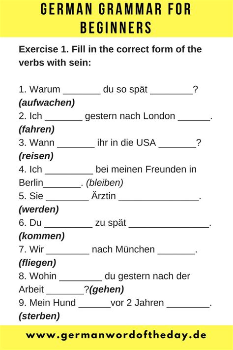 Basic German Practice Worksheets