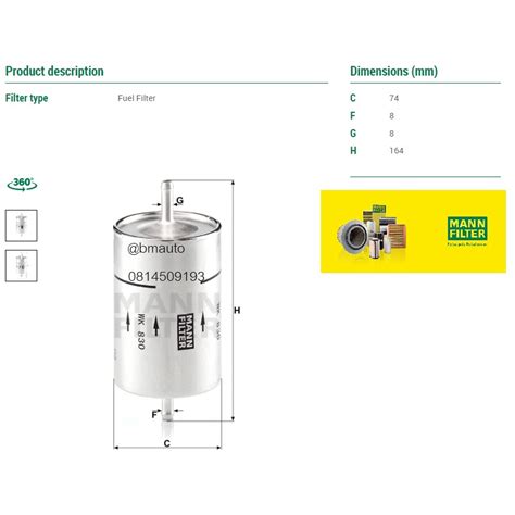 กรองเบนซิน กรองน้ำมันเชื้อเพลิง กรองเสียบ Kl9 Wk830 ยี่ห้อ Mann Filter Shopee Thailand