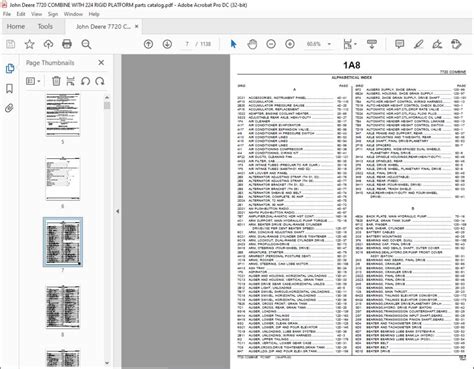 John Deere 7720 Combine With 224 Rigid Platform Parts Catalog Manual Pdf Download