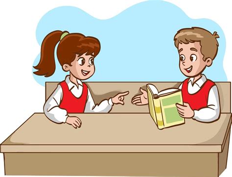 Vector Illustration Of Study Students Talking Together In Class