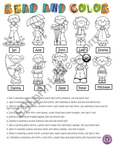 Read And Color Esl Worksheet By Lilianamontoya