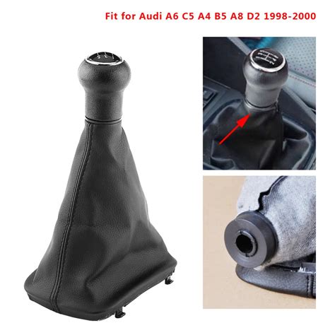 5 Speed Car Gear Shift Knob Gear Stick Gaiter Boot Kit For Audi A6 C5