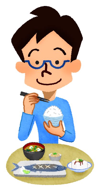 食事をする男性の無料イラスト フリーイラスト素材集 ジャパクリップ