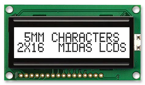 Mc21605h6w Fptlw V2 Midas Displays Alphanumeric Lcd 16 X 2 Black