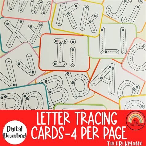 Letter Tracing Cards Preschool Activity Homeschool Printable