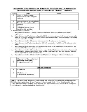 Bsnl Static Ip Application Form Fill And Sign Printable