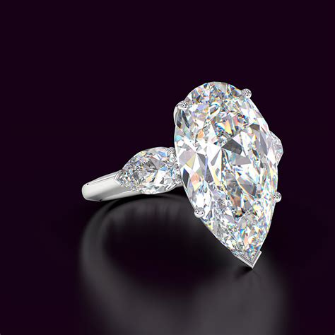 10 Carat Pear Shape Diamond Three Stone Engagement Ring