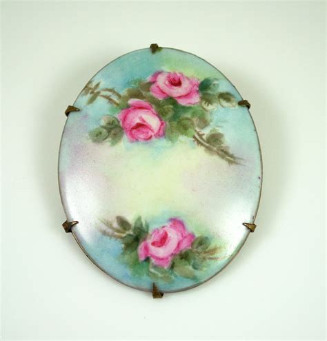 Vintage Victorian Brooch Hand Painted Porcelain By Zephyrvintage