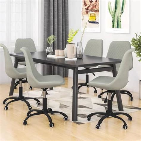 ESTINK Chaises pivotantes de salle à manger 6 pcs Gris clair Tissu