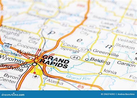 Grand Rapids Road Map Area Closeup Macro View Stock Illustration