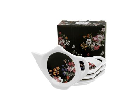 Podk Adki Porcelanowe Na Torebki Od Herbaty Duo Vintage Flowers Black