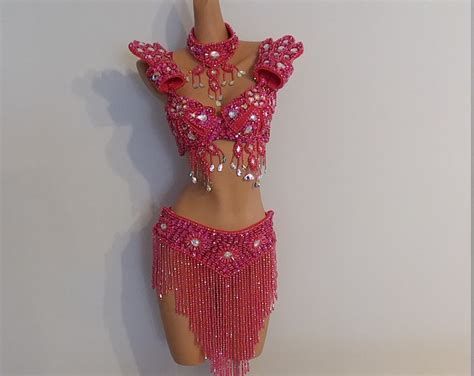 S M Hot Pink Beads Skirttop Samba Costumes Carnival Show Etsy