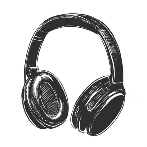 Dibujo de auriculares en monocromo. Vect... | Free Vector #Freepik # ...