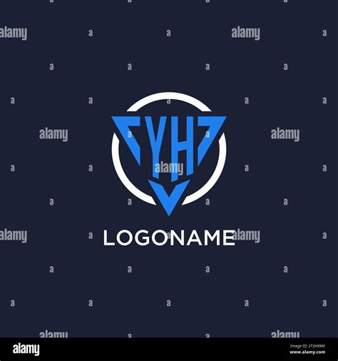 YH Monogram Logo With Triangle Shape And Circle Design Vector Stock