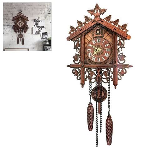 King Horloge Murale De Coucou En Bois Vintage Pendaison Handicraft