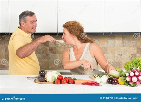 Mature Couple In The Kitchen Stock Image Image Of Together Cook