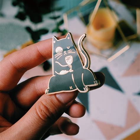 Cat Enamel Pin White Cat Enamel Pin Black Cat Enamel Pin Etsy