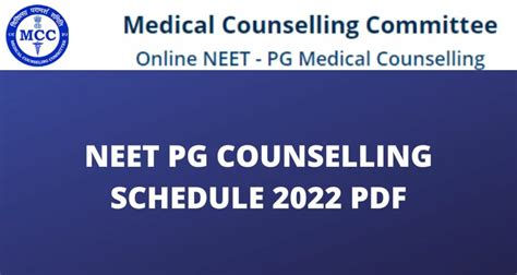 Neet Pg Counselling Registration Schedule Last Date