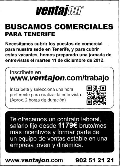 Oferta De Empleo Comerciales Para Tenerife Ofertas De Trabajo Becas