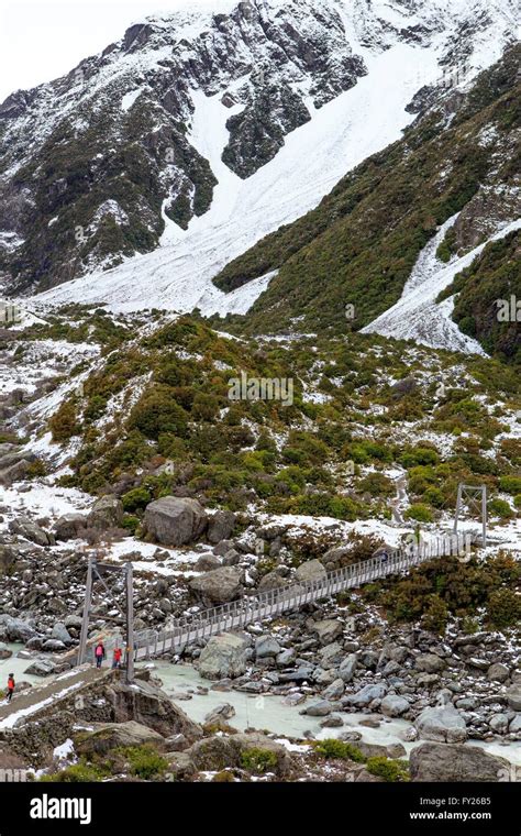 A Suspension Bridge On The Hooker Valley Track In Mt Cook National Park