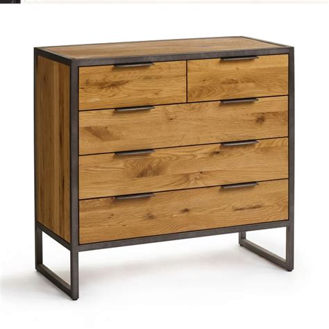 Metal Tall Chest Of Drawers Brooklyn Range Oak Furniture Land