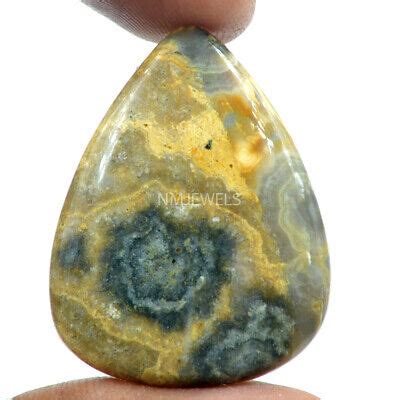 Cts Natural Orbicular Ocean Jasper Cabochon Oval Loose Gemstone