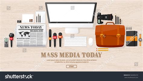 Mass Media Background Flat Stylepress Conference Stock Vector Royalty Free 566985319