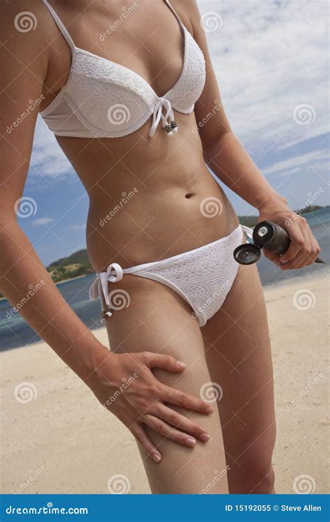 Applying Sunscreen Sunbathing Vacation Stock Image Image Of