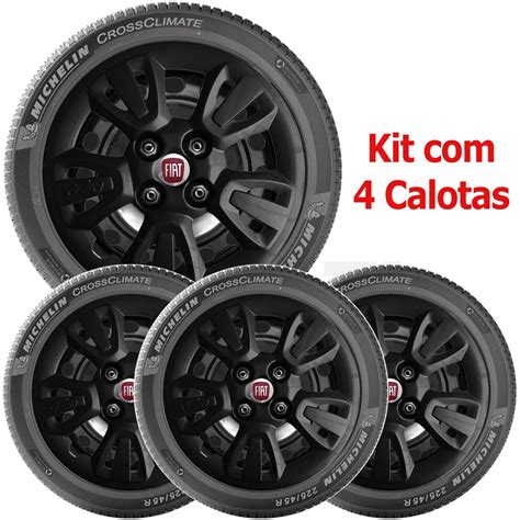 4x Calota Fiat Uno Way Aro 14 Preto Emblema Original 079cb Submarino