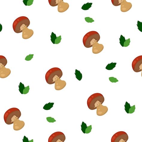 Premium Vector Food Vector Seamless Pattern With Mushrooms And Leaves