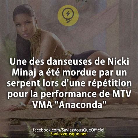 Une des danseuses de Nicki Minaj a été mordue par un serpent lors dune