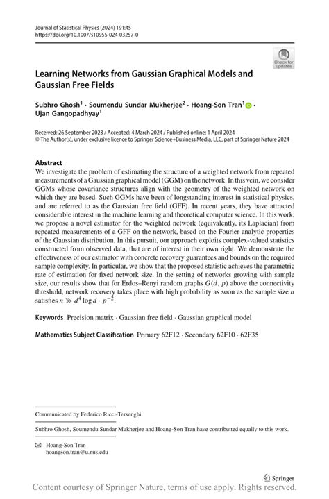 Learning Networks From Gaussian Graphical Models And Gaussian Free Fields