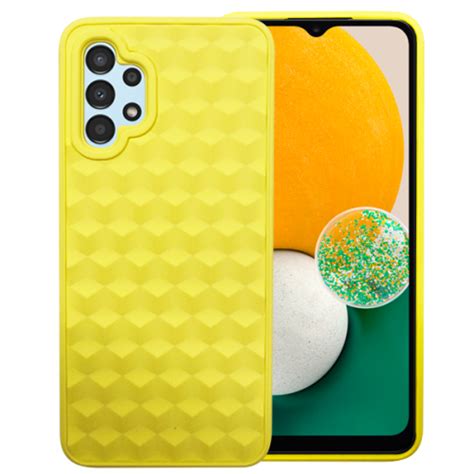 Yellow 3D Silicone CUBE Back For Samsung Galaxy A13 4G