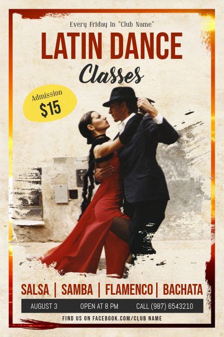 Latin Dance Classes Poster Template Latin Dance Latin Dance Classes