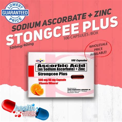 STRONGCEE PLUS SODIUM ASCORBATE ZINC 500MG 40MG MAXICOR RAPCVIT XTRACEE