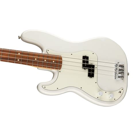 Fender Player Precision Bass Lh Pf Polar White Basse Gaucher