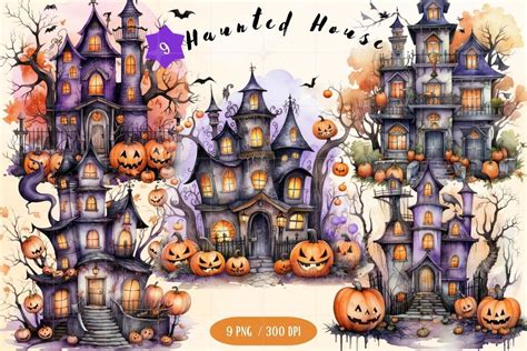 Watercolor Halloween Haunted House Graphic By Turnoff9022 · Creative Fabrica