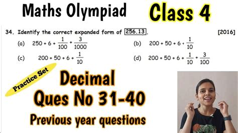 Math Olympiad Class 4 Decimal Ques No 31 40 Imo Class 4 Previous