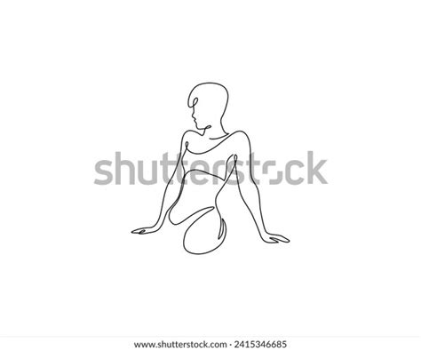 Nude Woman Face Abstract Silhouette Continuous Stock Vector Royalty