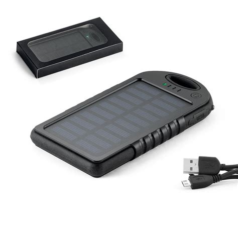 Bateria portátil solar em ABS painel solar e LED 2 000 mAh REF