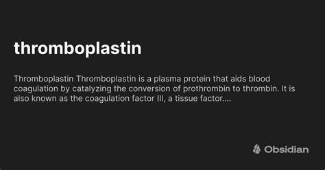 thromboplastin - Obsidian Publish