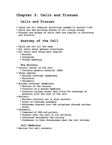 Chapter 3 Cells And Tissues Body Tissues Worksheet Answer Key