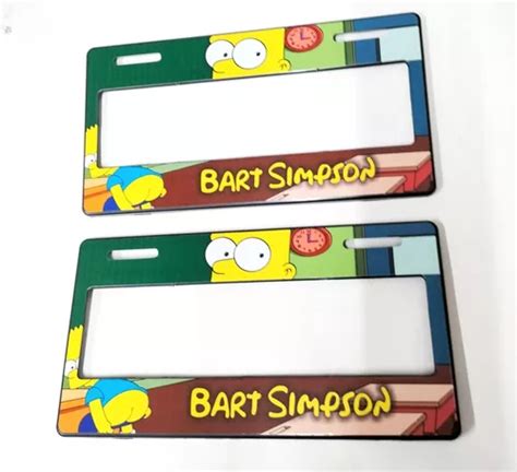 Par Porta Placas Autos Bart Simpson Premium Meses Sin Intereses