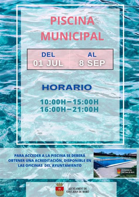 Horario Piscina Municipal Ayuntamiento de Sant Joan de Moró