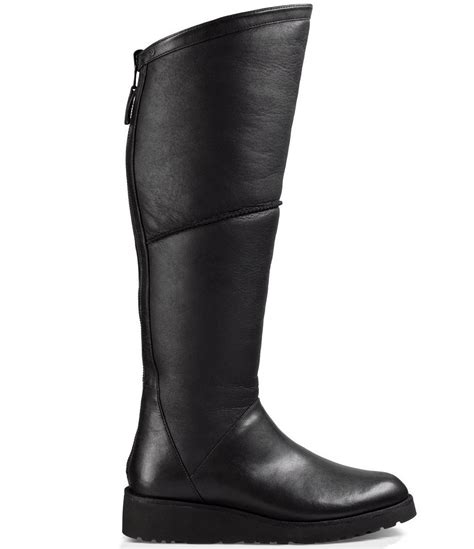 Lyst Ugg Kendi Sheepskin And Leather Wedge Tall Boots In Black